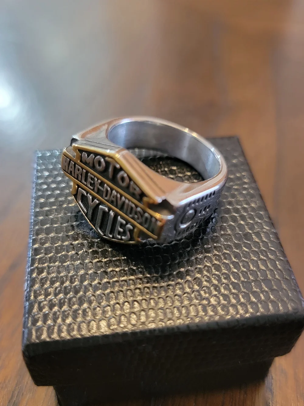 Harley-Davidson Black and Gold Bar & Shield Ring